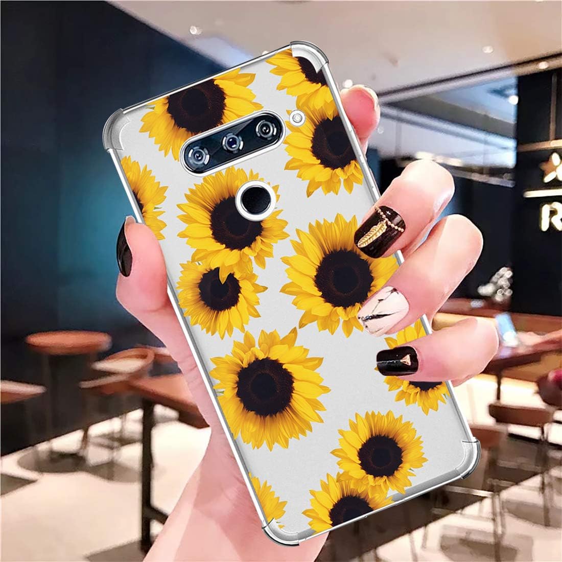 Funda para LG V40, para LG V40 ThinQ con flores, a prueba de golpes, transparente, suave, flexible, TPU delgada, funda para LG V40para LG V40 ThinQ