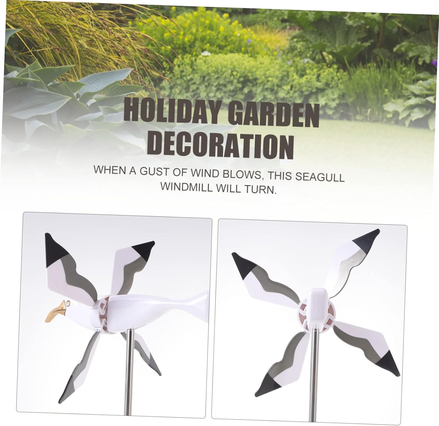 Molino de viento de gaviota decoración de animales de metal decoración exterior juguetes para molinos de viento al aire libre animal Whirligig