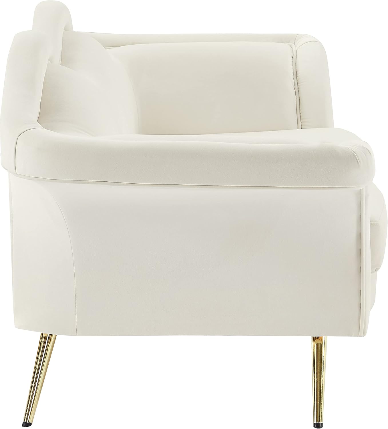 Meridian Furniture Lips Collection – Sofá biplaza tapizado de terciopelo con patas de metal dorado resistentes, color crema