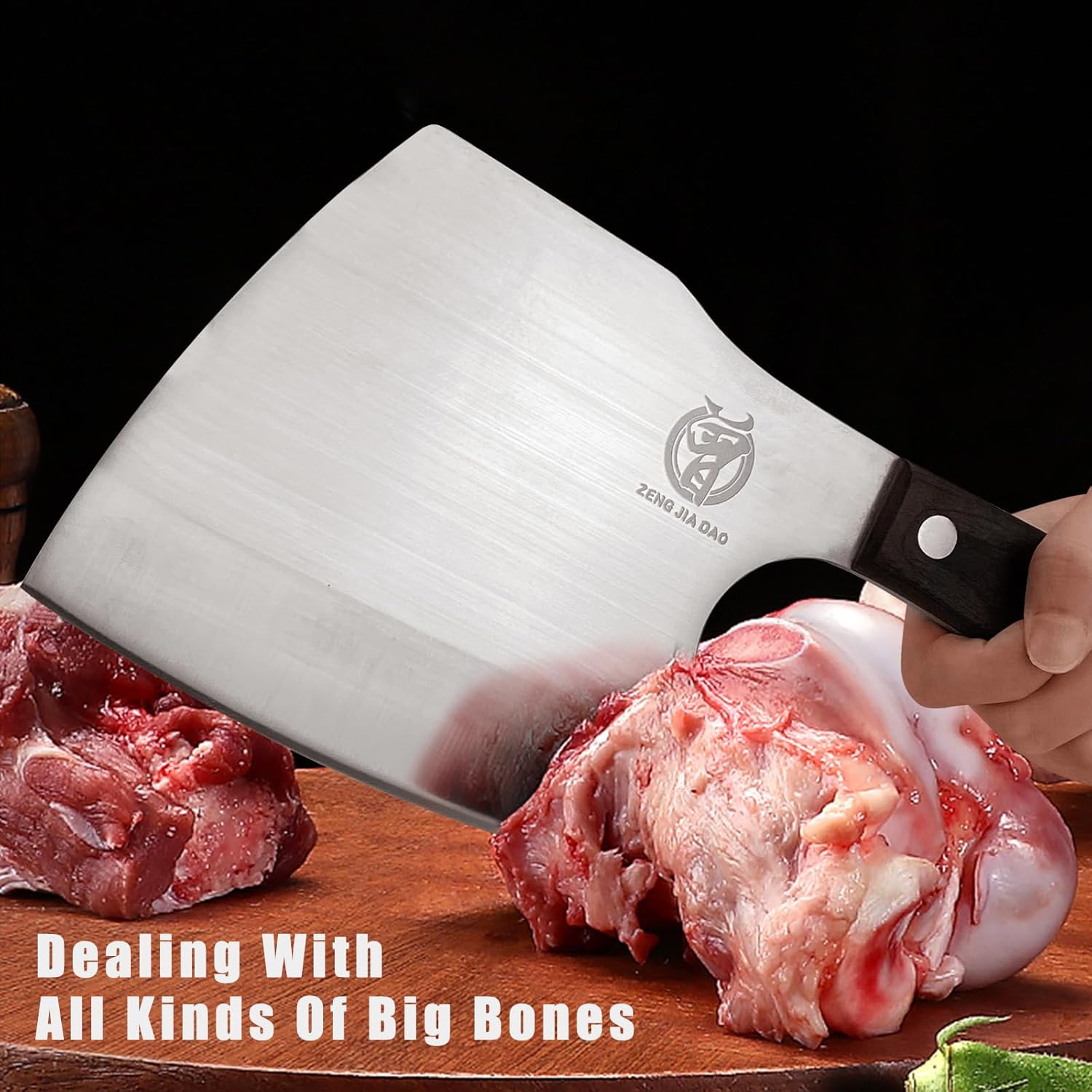 ZENG JIA DAO Meat Cleaver Bone Cleaver Knife Meat Chopper Heavy Duty 6 ” Bone Axe Butcher Knife Forged HC Steel Pakka Wood Handle in Restaurant