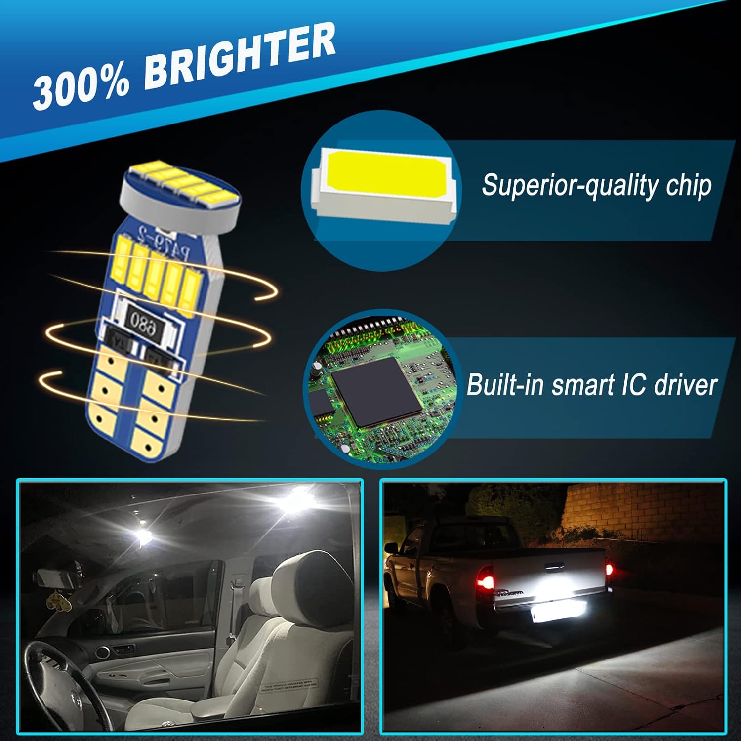 Paquete de kit de luz interior LED para Toyota Tacoma 2005-2021, luces de cúpula de mapa interior + luces de espejo de tocador + luces de matrícula