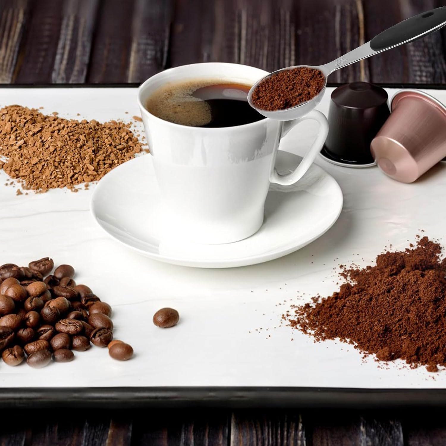 1 cucharada (3 cucharaditas  0.5 fl oz  15 cc  0.5 onzas) cuchara medidora de mango largo, cuchara de mesa de acero inoxidable cuchara de café con