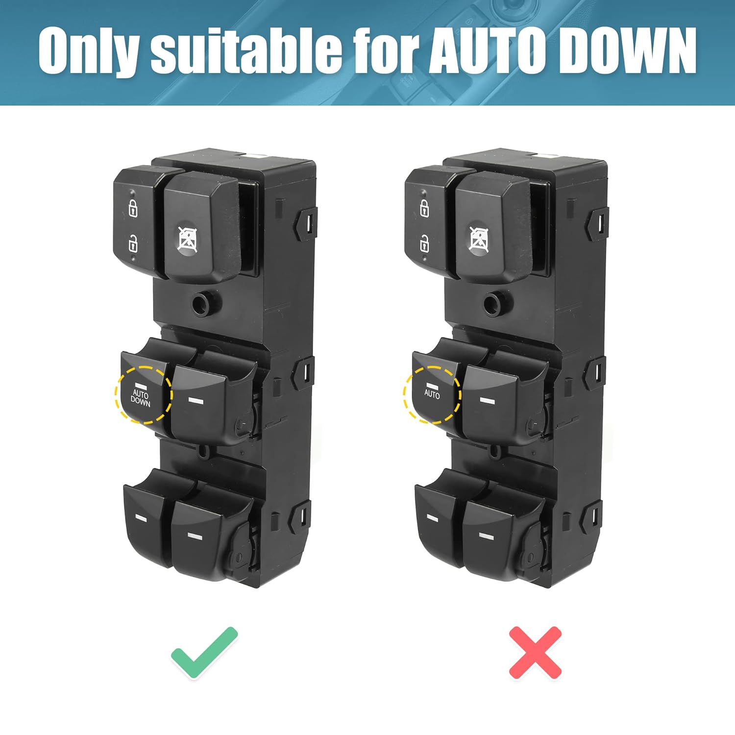 X AUTOHAUX Interruptor de ventana de puerta principal para Hyundai Elantra 2011 2012 2013 2014 2015 93570-3X000 lado izquierdo del conductor