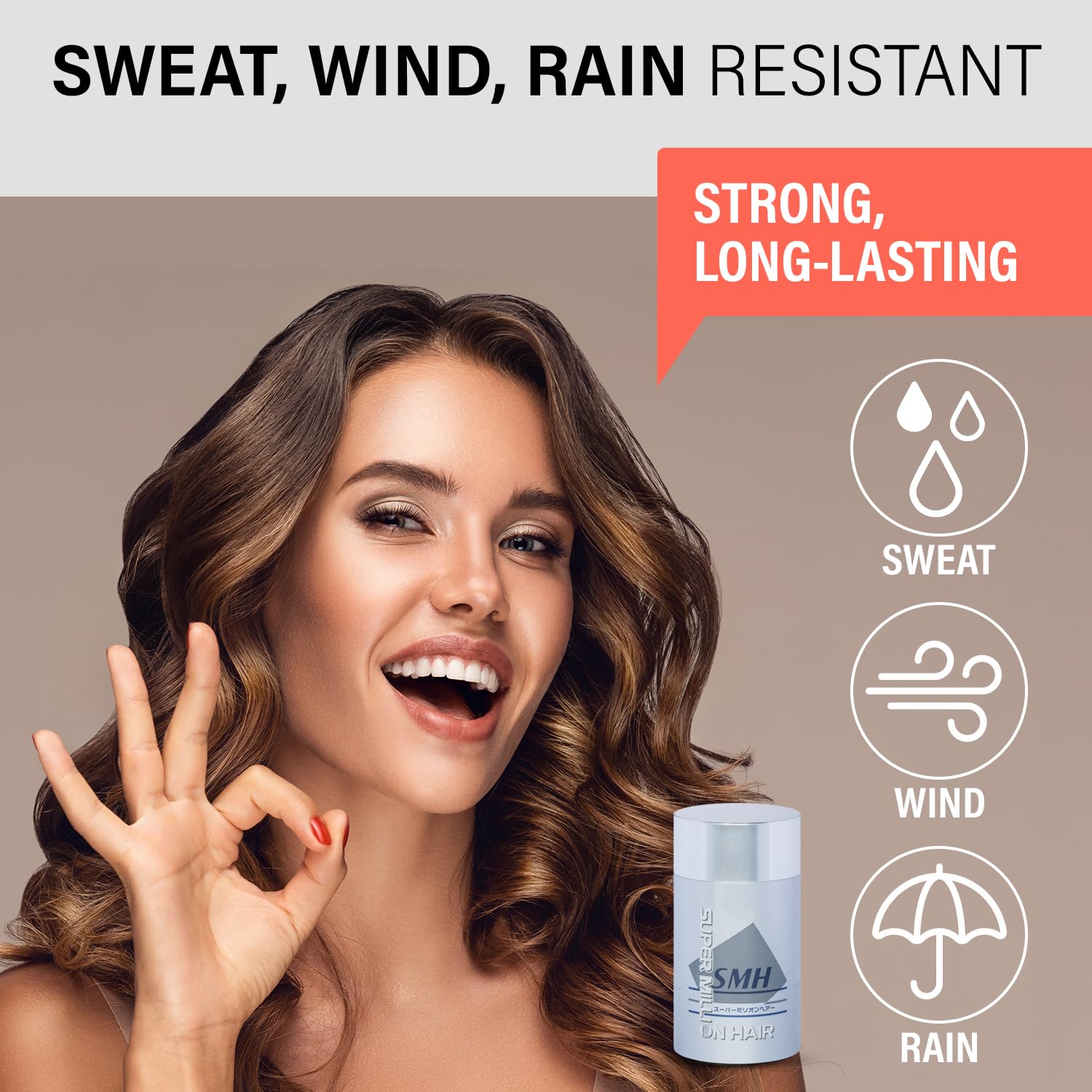 Super Million Hair Fibras de construcción  0.35 onzas de espesante de cabello para adelgazar el cabello, polvo natural para el cabello, agua,