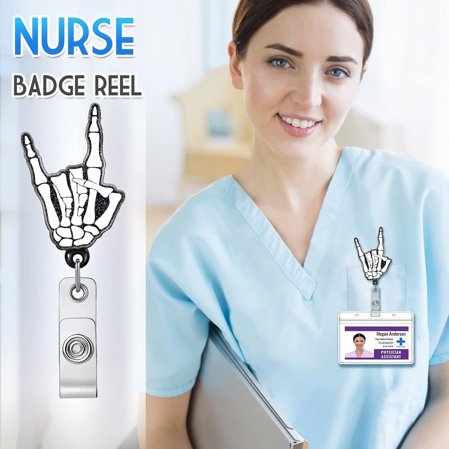 Soporte retráctil con clip de identificación para enfermera, enfermería, etiqueta, tarjeta, lindo, divertido, radiología, tecnología de rayos X,