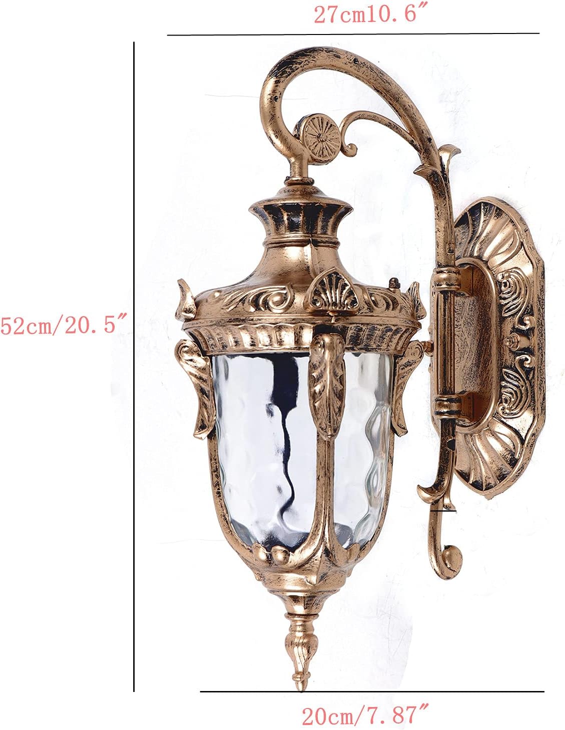 CNCEST Lámparas de pared para exteriores, exterior antioxidante, impermeable, pantalla de cristal, lámpara de iluminación de aplique de pared, farol