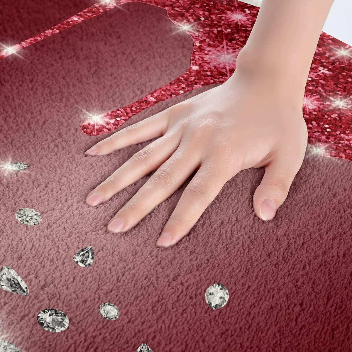 Feelyou Tapetes de baño de 16 x 24 pulgadas con estampado de purpurina (sin brillantina), tapetes de baño para baño, alfombras de baño brillantes de