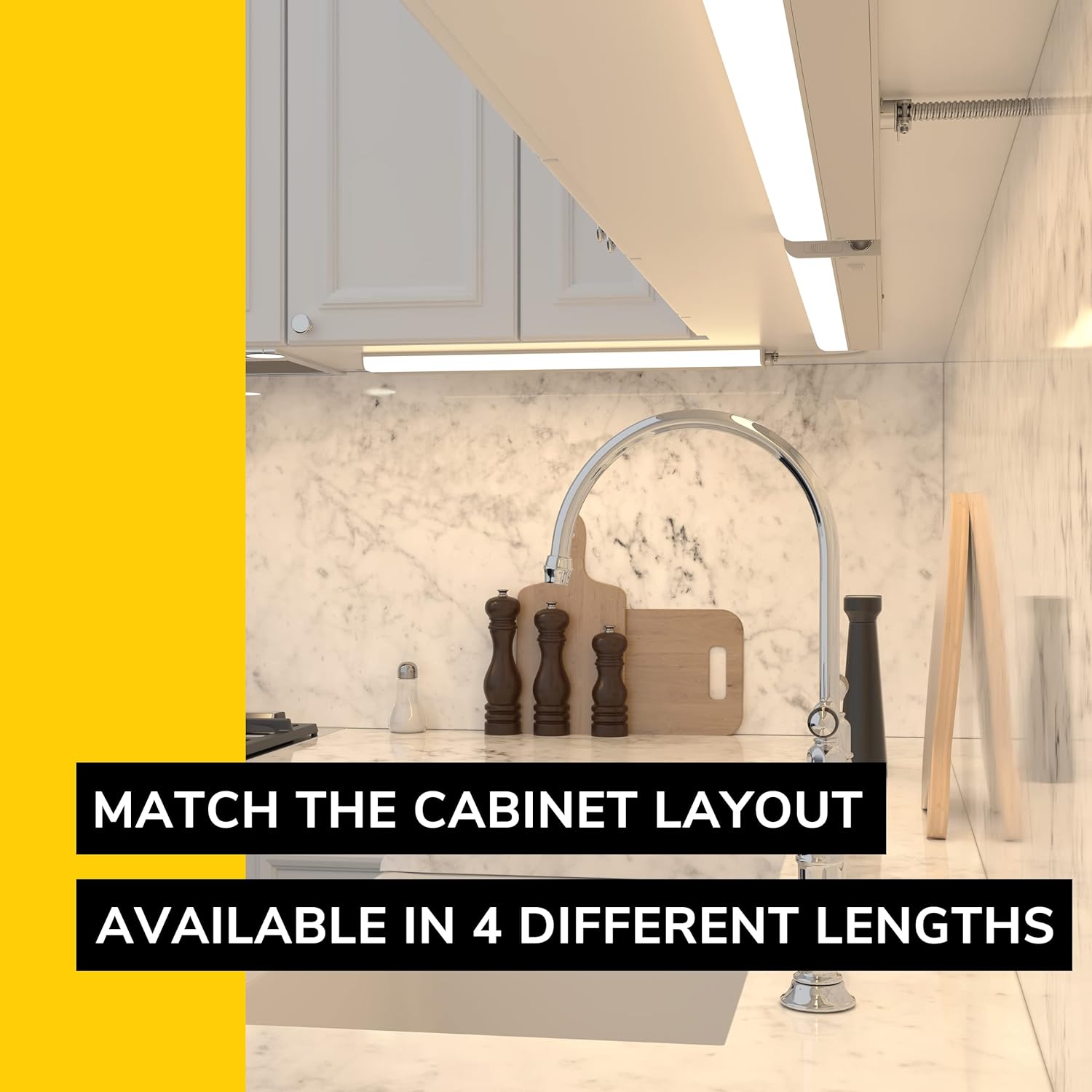 GETINLIGHT Luces LED regulables cableadas solo debajo del gabinete, 18 pulgadas, blanco suave (3000 K), acabado blanco mate, listado ETL,