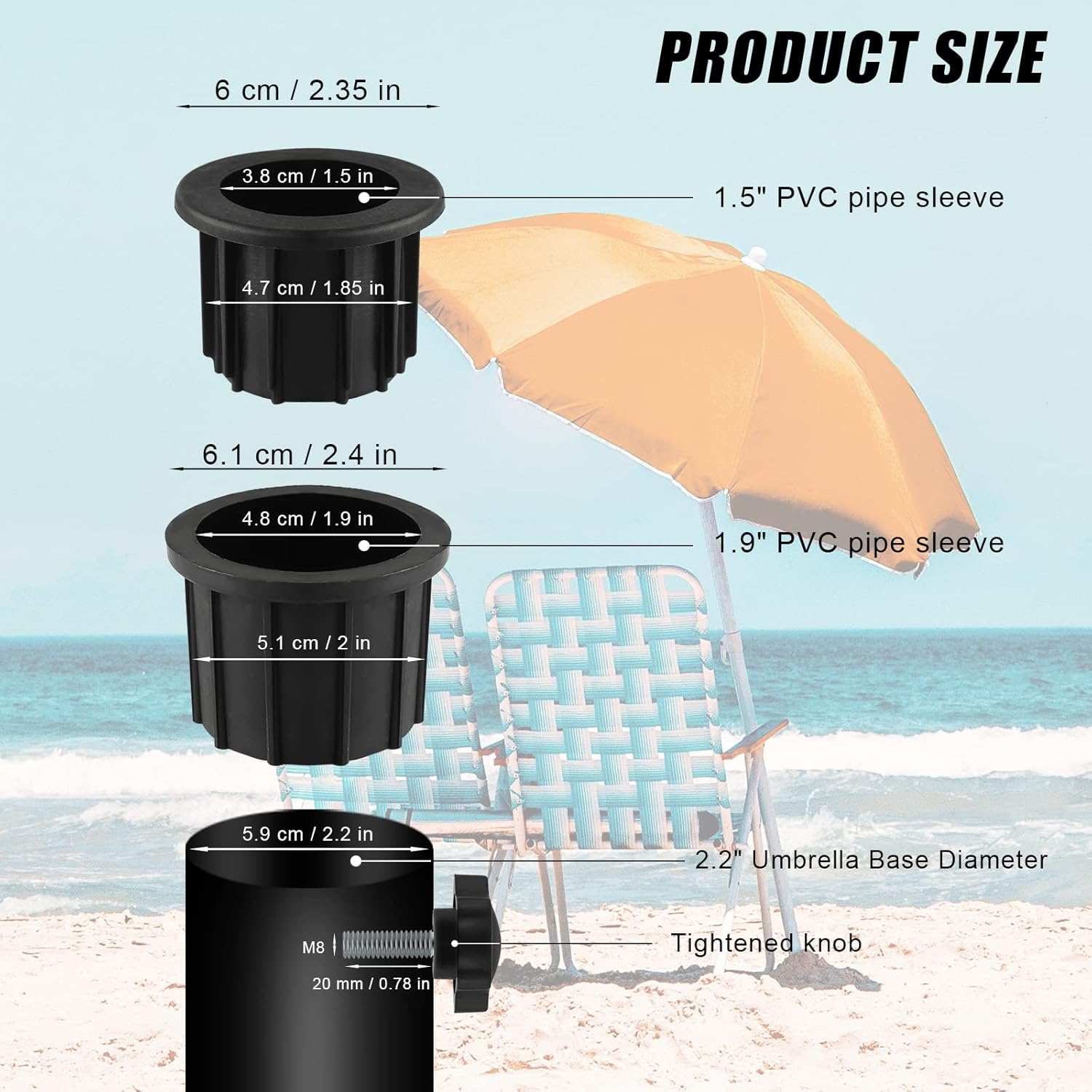 2 juegos de accesorios de soporte para sombrilla de patio con tornillos, soporte de montaje en poste de sombrilla para exteriores, perilla giratoria