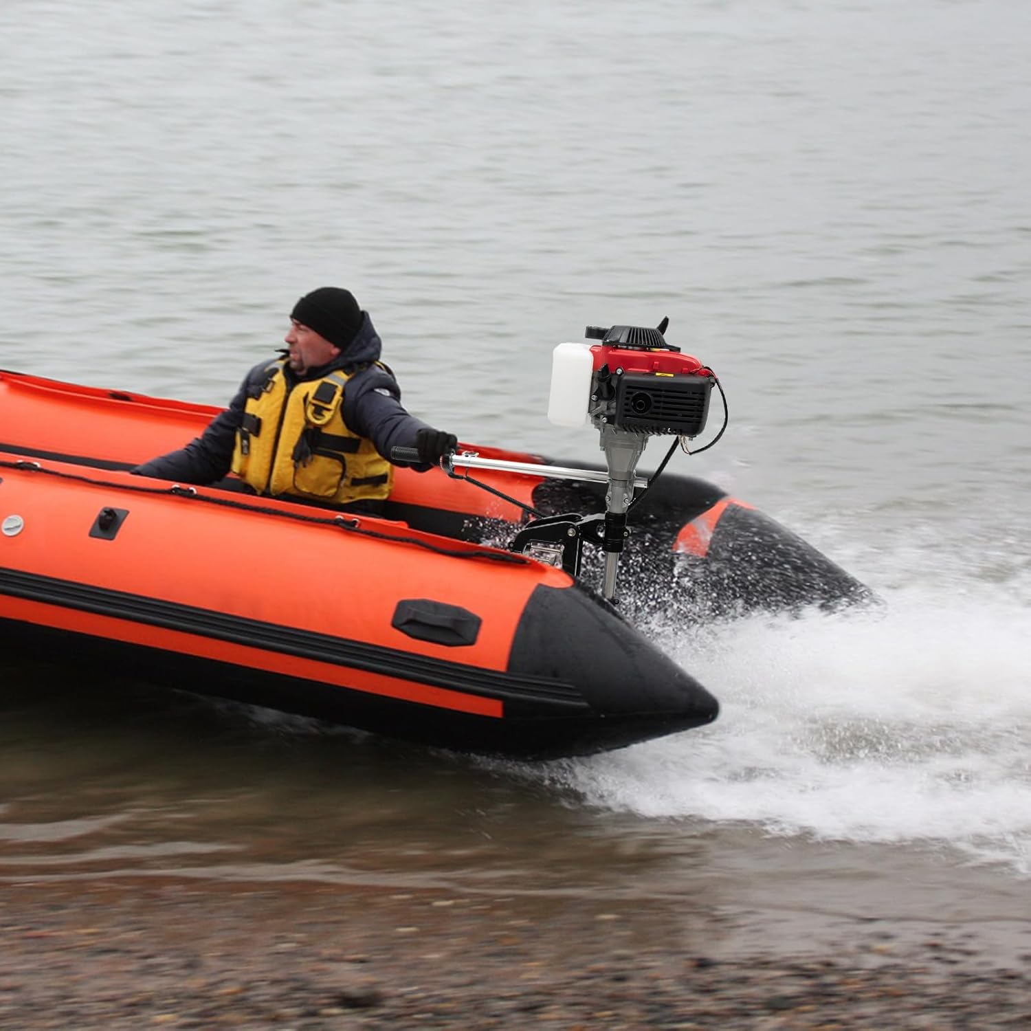Motor fuera de borda de 4 tiempos, motor de barco de pesca fuera de borda de 1.6KW con refrigeración por aire, motor portátil de 52 CC para barco
