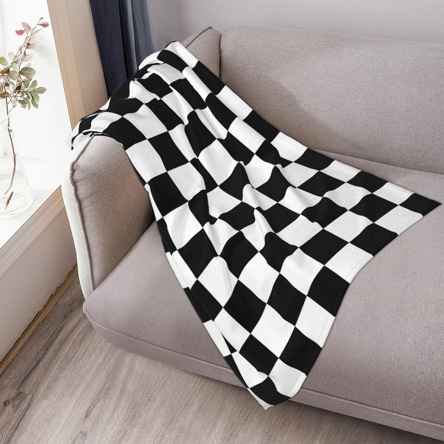 Manta a cuadros para mujer, suave manta de forro polar de verano de 50 x 40 pulgadas, manta ligera de viaje para cama, sofá, bonita decoración del