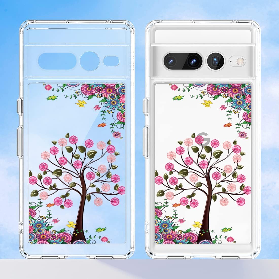 KOARWVC Funda para Pixel 7 Pro, Google 7 Pro GP4BC Funda transparente floral para niñas y mujeres, a prueba de golpes, carcasa trasera de