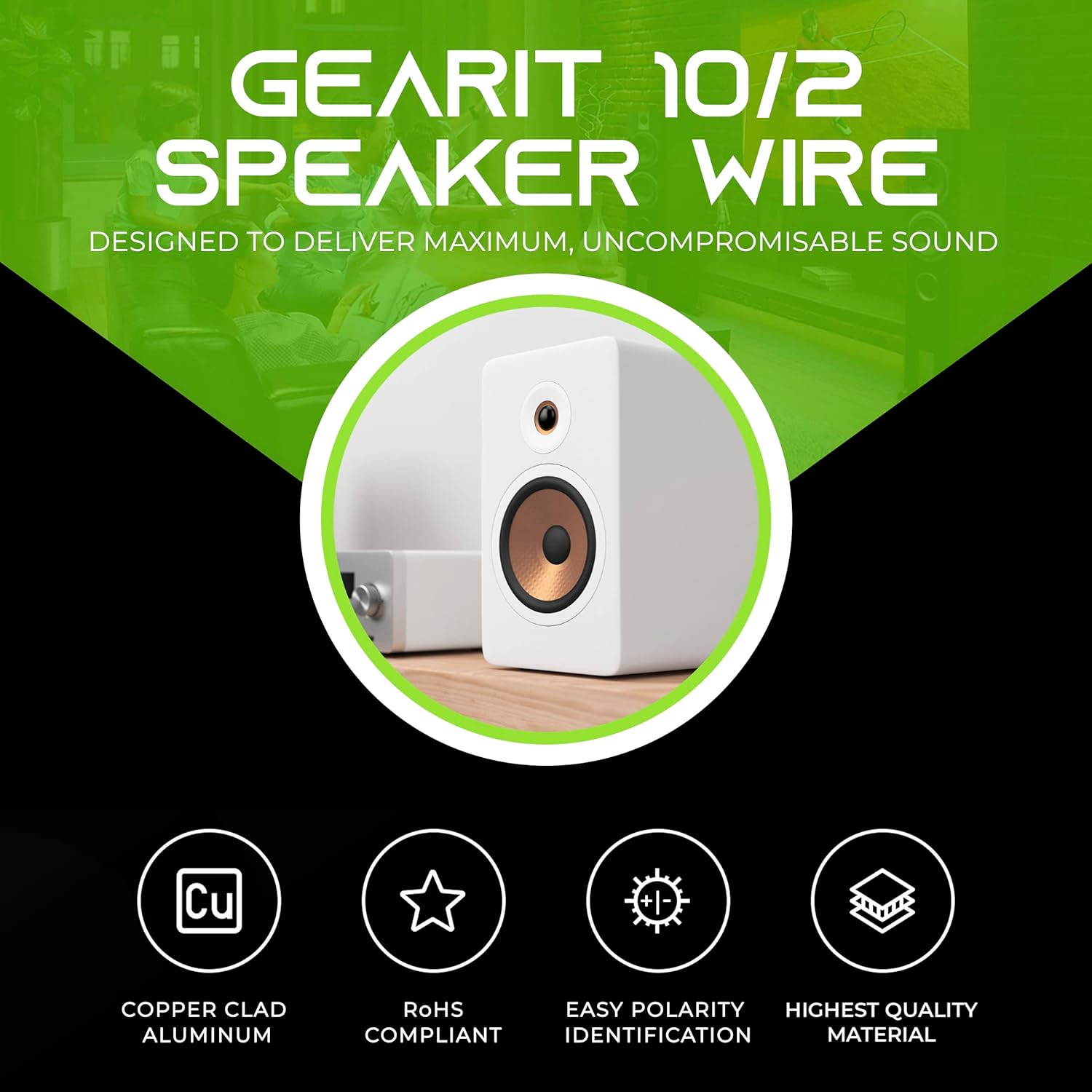 GearIT Cable de altavoz de calibre 10 (100 pies), aluminio revestido de cobre, alambre de cobre de calibre grueso CCA para estéreo, sonido