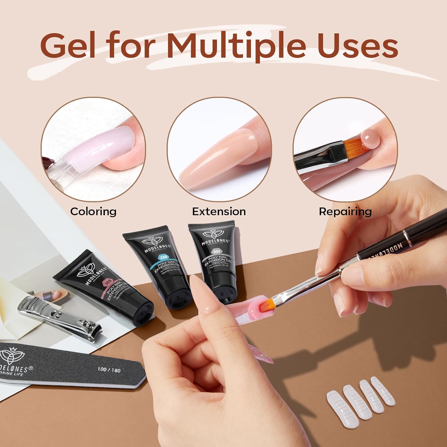 modelones Gel de extensión de uñas polivinílicas, 12 colores, tono de piel nude, rojo, colores clásicos, diseño de uñas, regalo de salón para mujeres