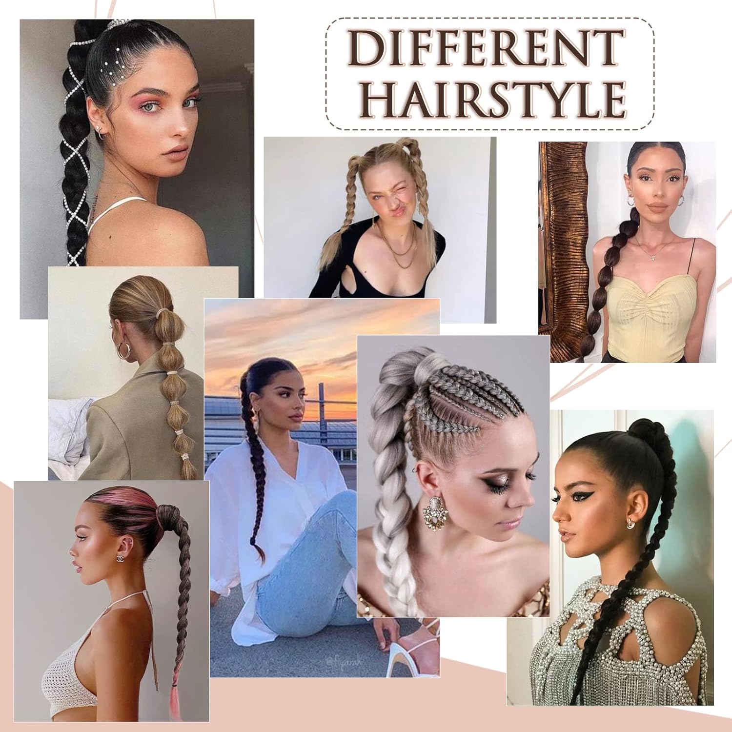 BARSDAR Extensión de cola de caballo trenzada de 30 pulgadas de largo con banda para el cabello, extensiones de cabello lacio envolvente, cola de