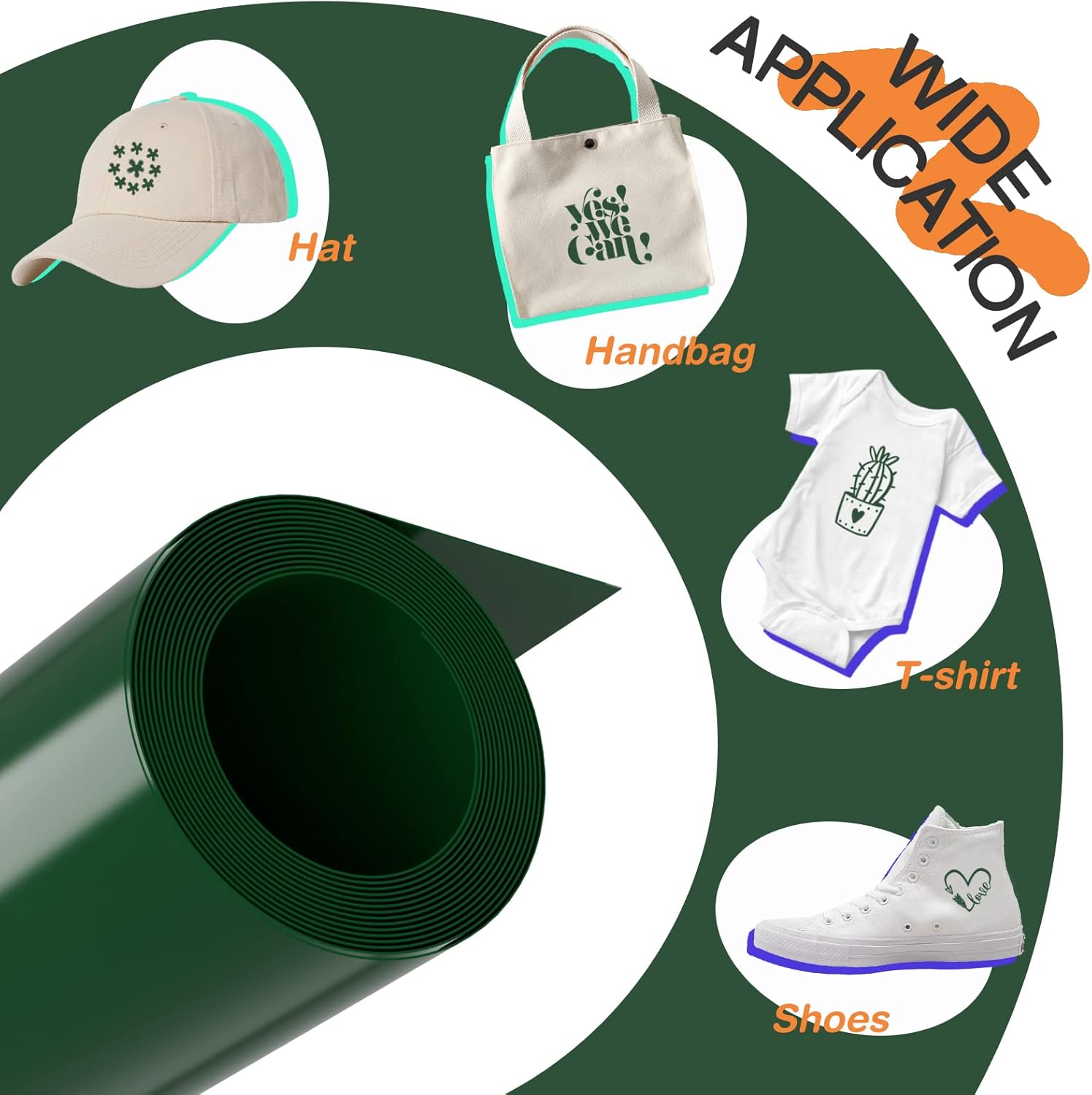 Xinart Rollo de vinilo verde militar para planchar de 12 x 8 pies, vinilo de transferencia de calor para camisas, vinilo HTV verde militar, fácil de
