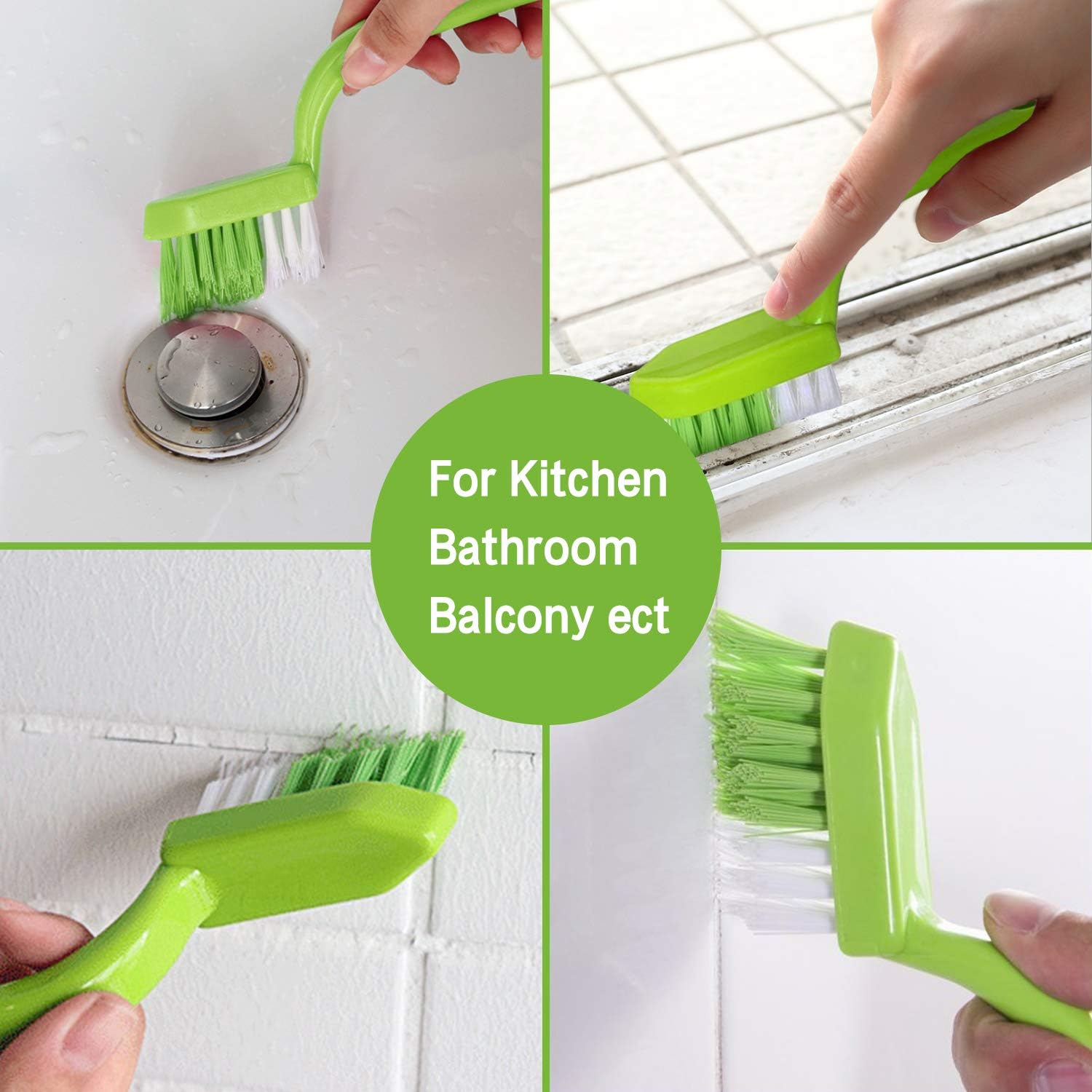 Living&Giving Grout Brush, (4 in 1) Grout Cleaner Brush, Tile Joint Scrub Brush with Handle, Stiff Cleaning Brush for All of The Household Such as