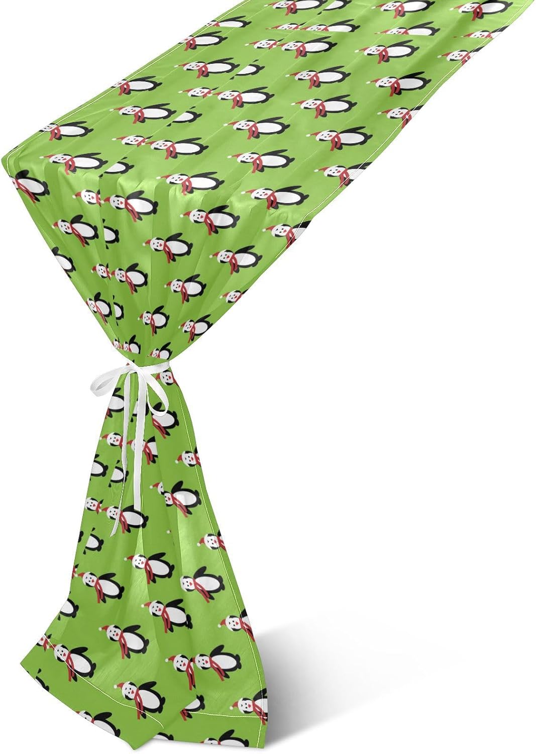 Camino de mesa de otoño verde de pingüino navideño para decoración de mesa de comedor, camino de mesa de Navidad, 108 pulgadas de largo