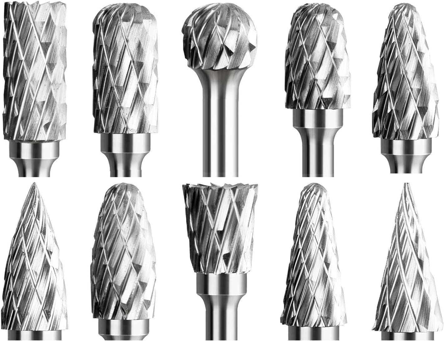 Rocaris Juego de fresas de carburo -10 piezas de vástago de 18 pulgadas, brocas de tungsteno para metal y piedra y tallado de madera, molienda,