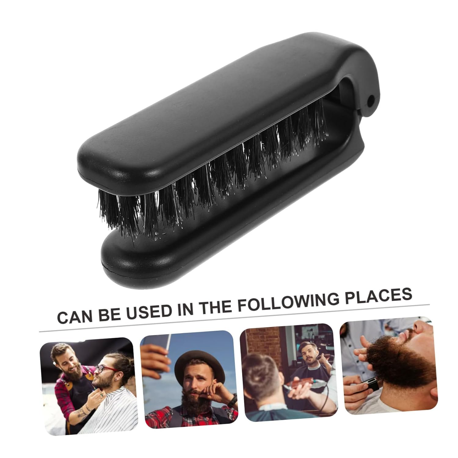 FOMIYES Cepillo plegable para barba, cepillo de pelo de bolsillo, cepillo de limpieza para barba, cepillo de aseo de barba plegable para cabello,