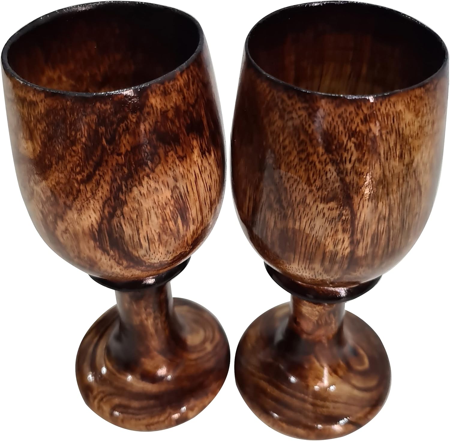 collectiblesBuy Juego de 2 copas de vino de madera rústica vintage, cáliz de madera, ecológica, para bar