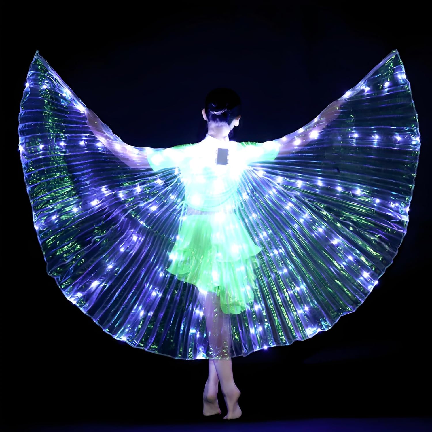 HOTBEST Alas LED ISIS, alas de mariposa LED coloridas iluminadas, alas ligeras de danza del vientre, alas de baile de ángel brillantes con palo