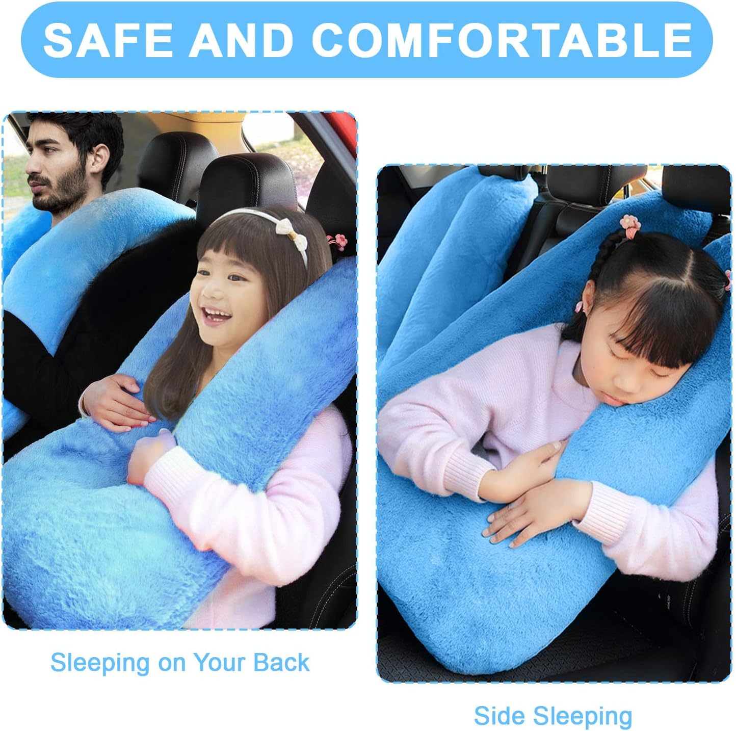 MROUEN Almohada de viaje, almohada de viaje para niños, almohada de sujeción para dormir, almohada extraíble en forma de U para adultos y niños para