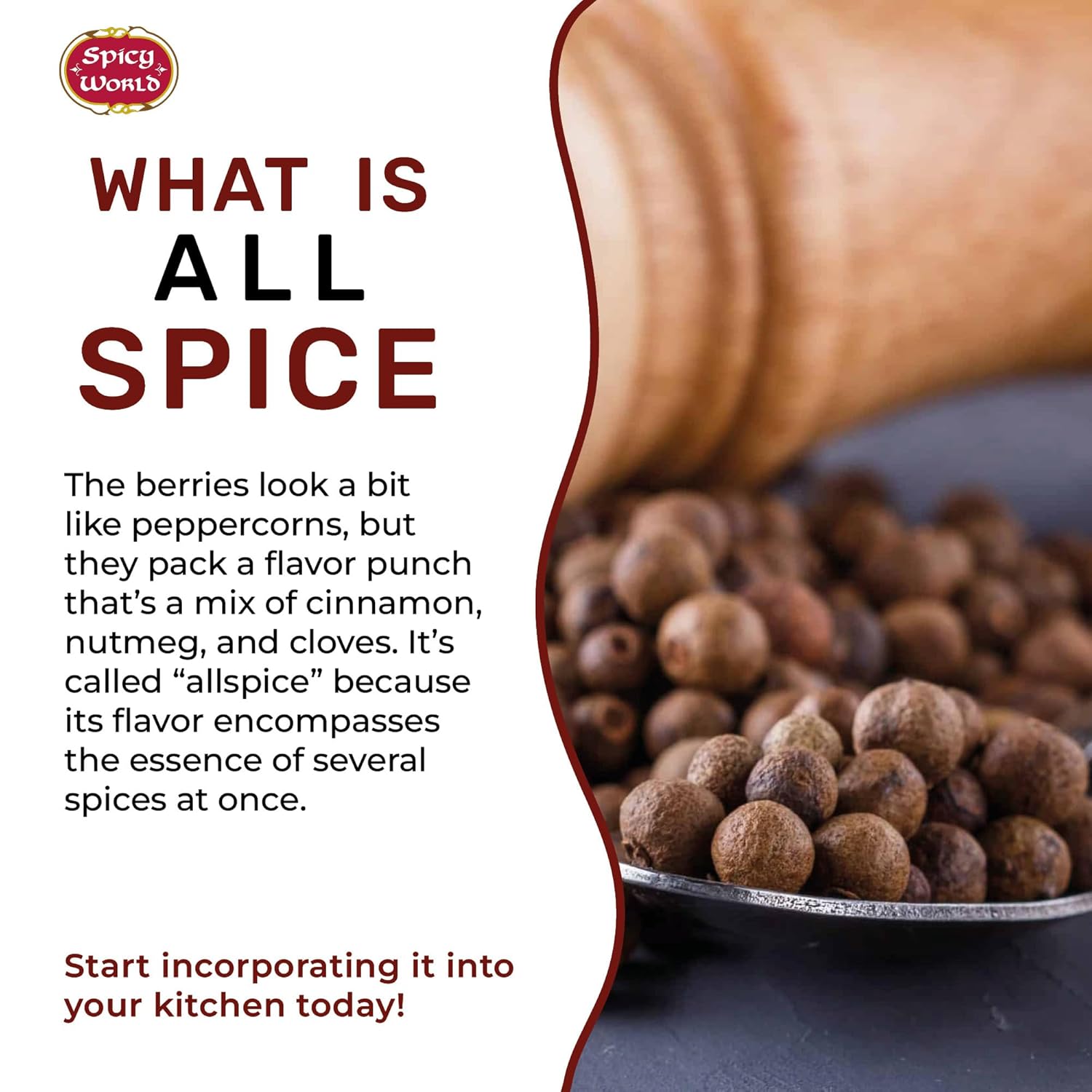Spicy World – Bolsa de bayas enteras de pimienta de Jamaica de 5 onzas  All Spice Pimento Jamaica Pepper para cocinar y condimentar  Baya versátil