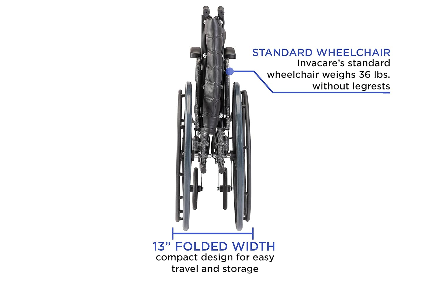 Invacare Tracer EX2 Silla de ruedas para adultos plegable estándar de 16 pulgadas, reposapiés y brazos completos
