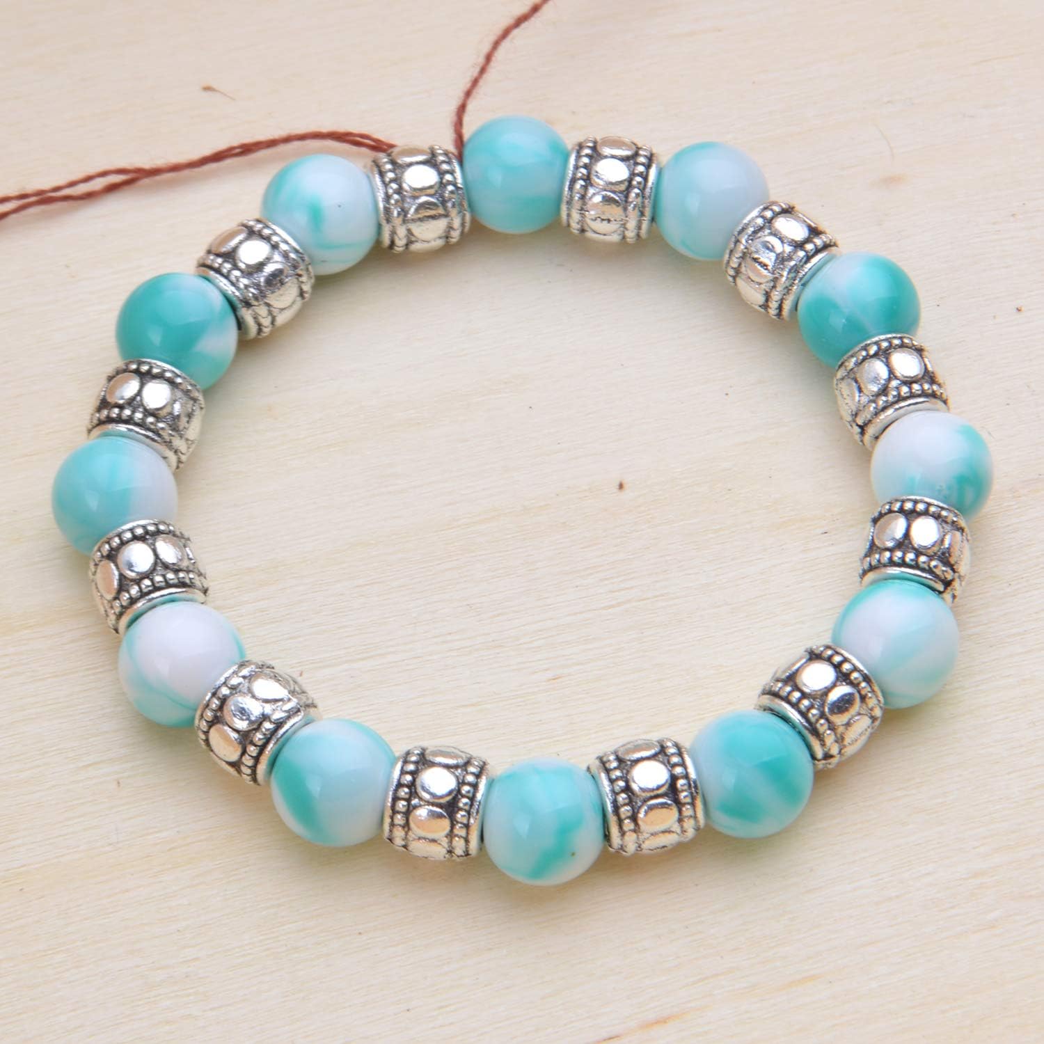 BronaGrand 100 cuentas espaciadoras de plata tibetana, cuentas de agujero grande, cuentas de tubo hueco para bricolaje, collares, pulseras