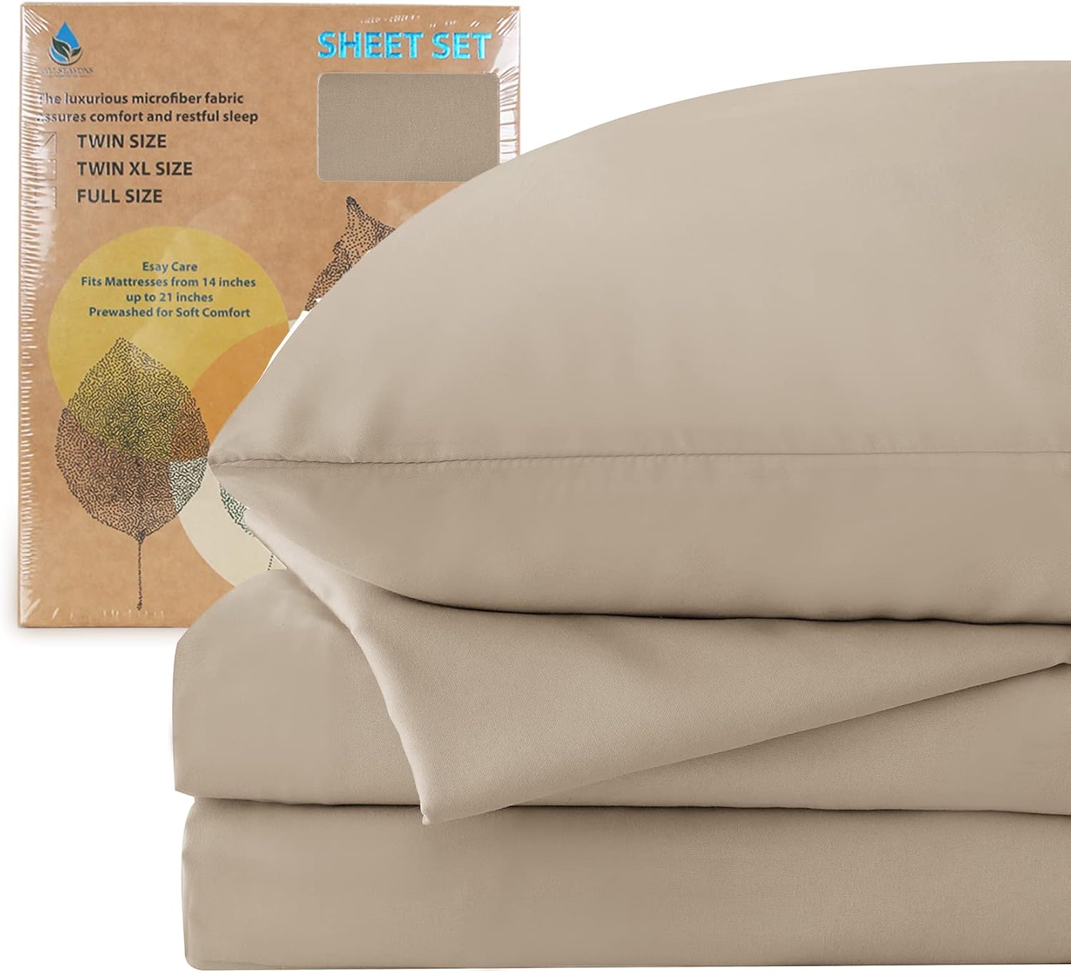 Juego de sábanas suaves y sedosas tamaño individual, sábanas de microfibra cepillada de lujo para cama de tamaño individual, se ajustan a sábanas de