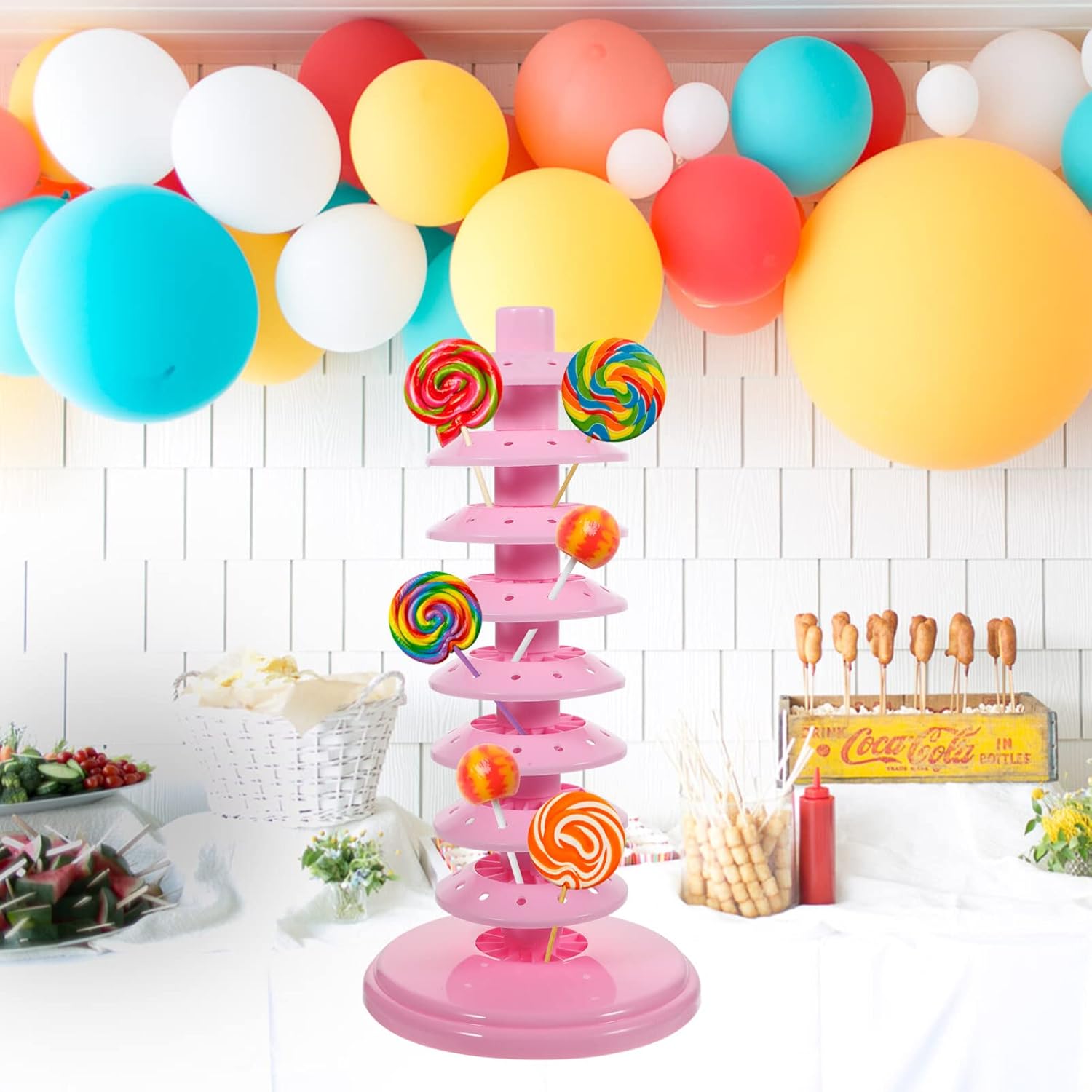 Hemoton Soporte para tartas de 8 niveles, soporte para árbol de piruletas de plástico, soporte de secado para tartas, para bodas, fiestas de