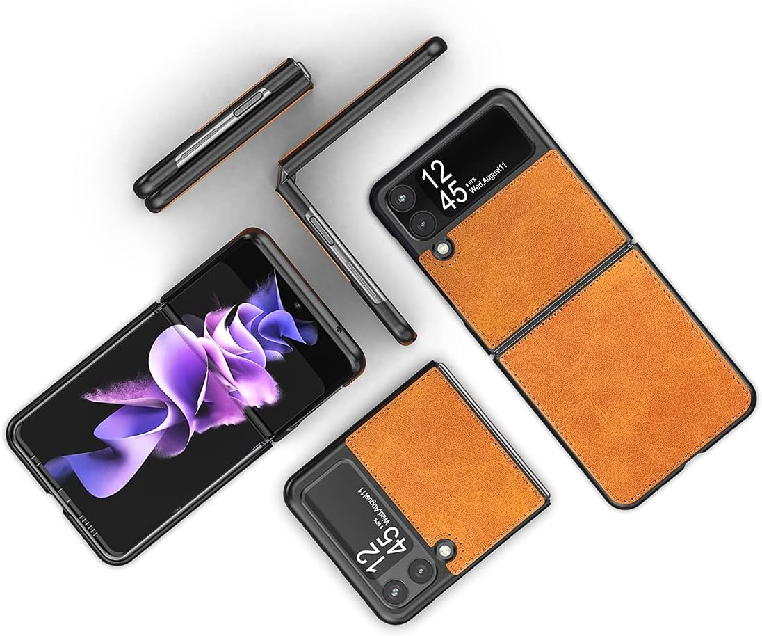 Foluu Funda protectora para Samsung Galaxy Z Flip 3 5G, Galaxy Z Flip 3 5G, piel sintética + carcasa rígida de policarbonato ultrafino, funda