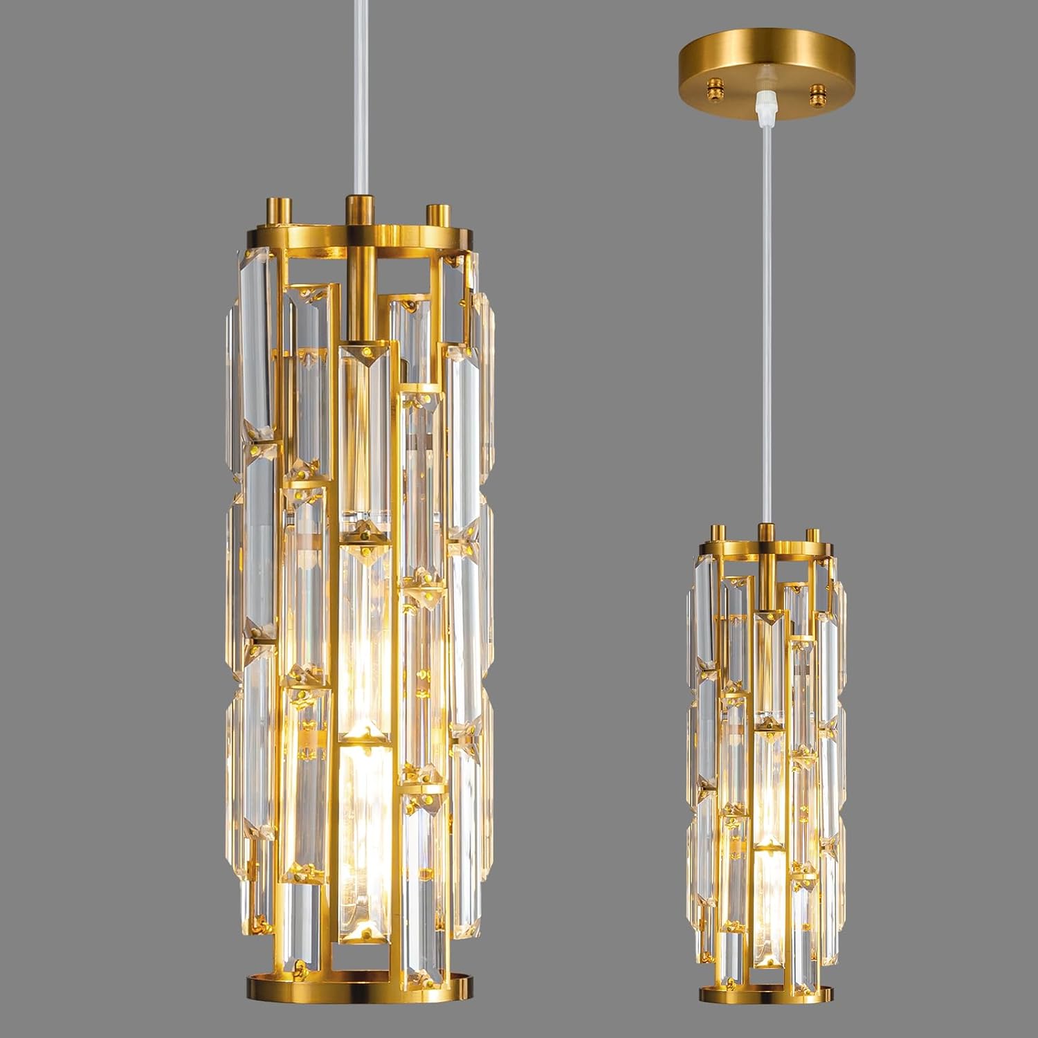 BBLLWJ 1 luz moderna dorada colgante de isla de cocina, lámparas colgantes Mini lámpara de cristal colgante accesorio de iluminación para isla de