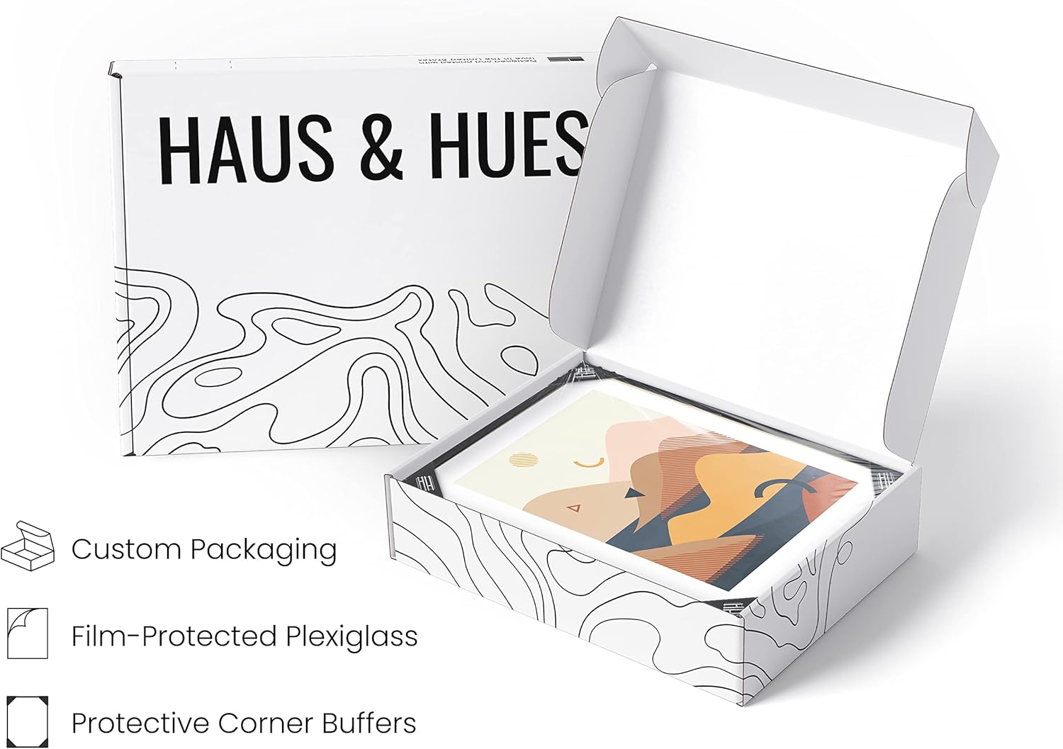 HAUS AND HUES Impresiones artísticas abstractas y minimalistas de paisaje para pared, juego de 6 pósteres modernos estéticos de montaña, pinturas
