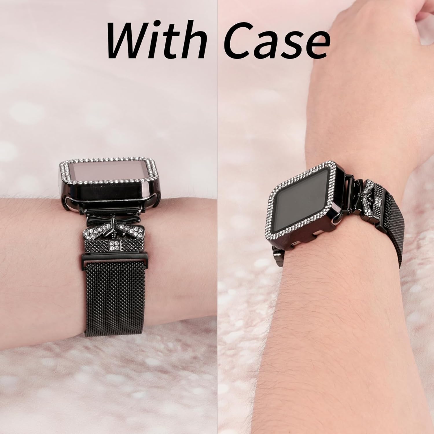 Correa magnética para mujer compatible con Apple Watch Band 1.496 in 1.575 in 1.614 in 1.654 in 1.732 in 1.772 in, correa de acero inoxidable
