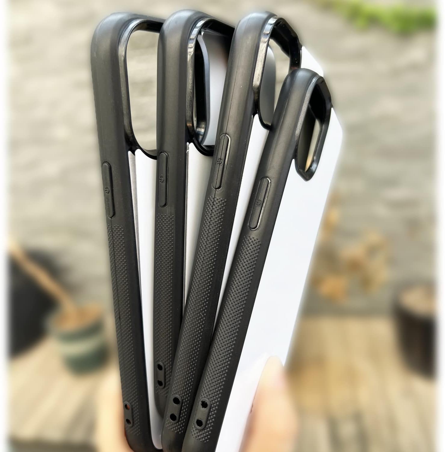 JUSTRY 5 juegos de fundas para teléfono de sublimación a granel compatibles con Apple iPhone 15 Pro Max, 6.7 pulgadas (2023), 2 en 1 de goma suave