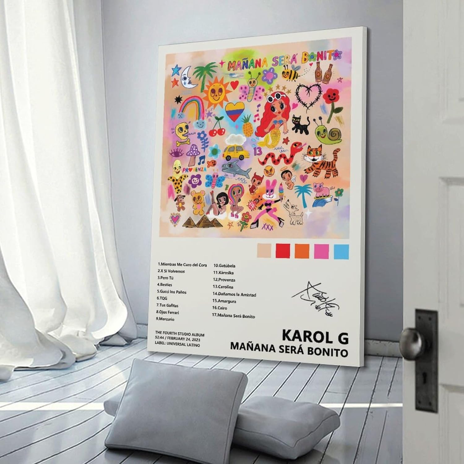 Karol G Mañana Será Bonito póster para estética de habitación, póster de arte en lienzo, impresión artística moderna para dormitorio familiar,