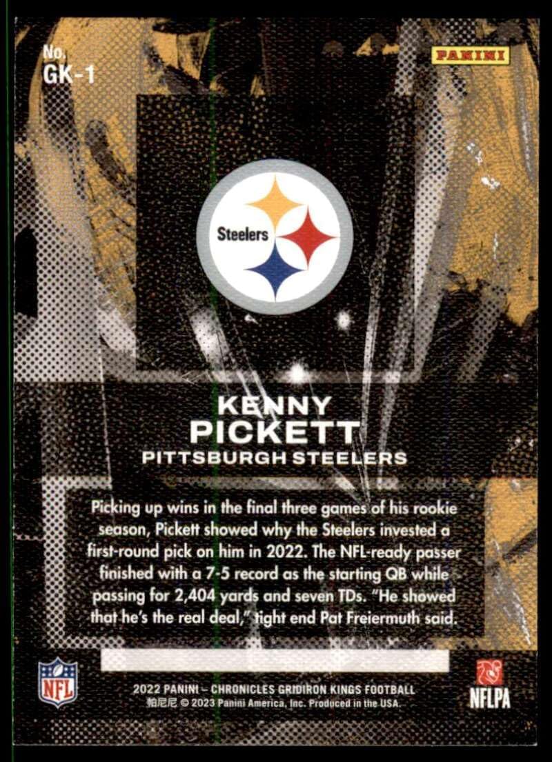 2022 Panini Chronicles Gridiron Kings #1 Kenny Pickett Auto Autograph Pittsburgh Steelers RC Rookie Card Official NFL Football Card in Raw (NM or
