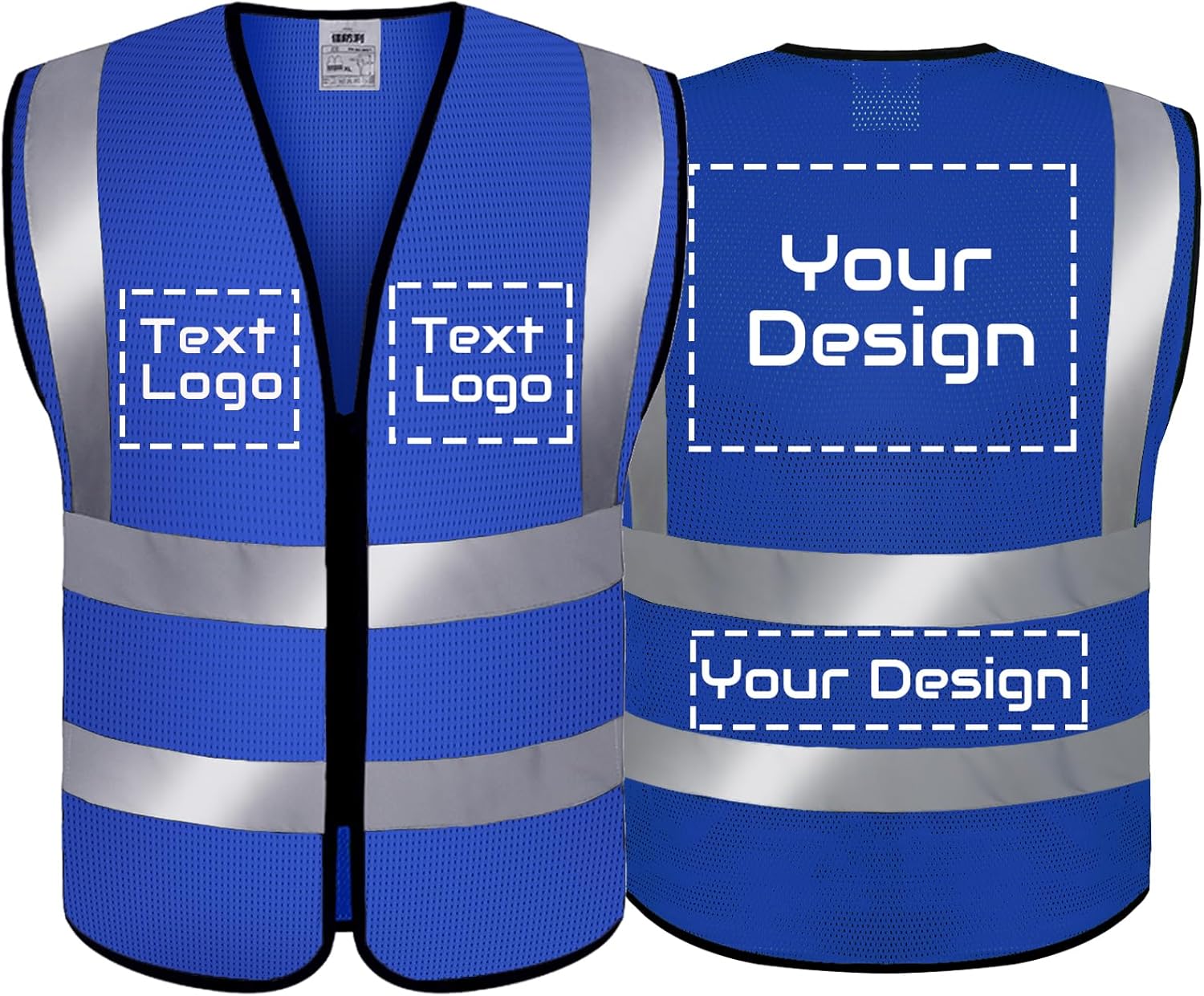 BeautyWill Chaleco personalizado, chaleco de seguridad personalizado clase 2, chaleco de seguridad con tiras reflectantes