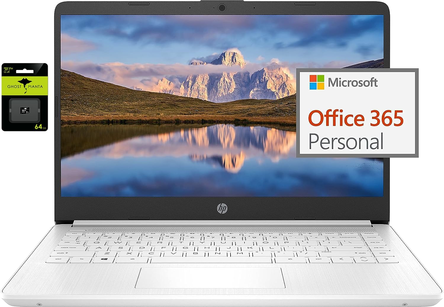 HP Laptop ultraligera de 14 pulgadas para estudiantes y negocios, Intel Quad-Core N4120, 16 GB de RAM, 128 GB de almacenamiento (64 GB eMMC + 64 GB