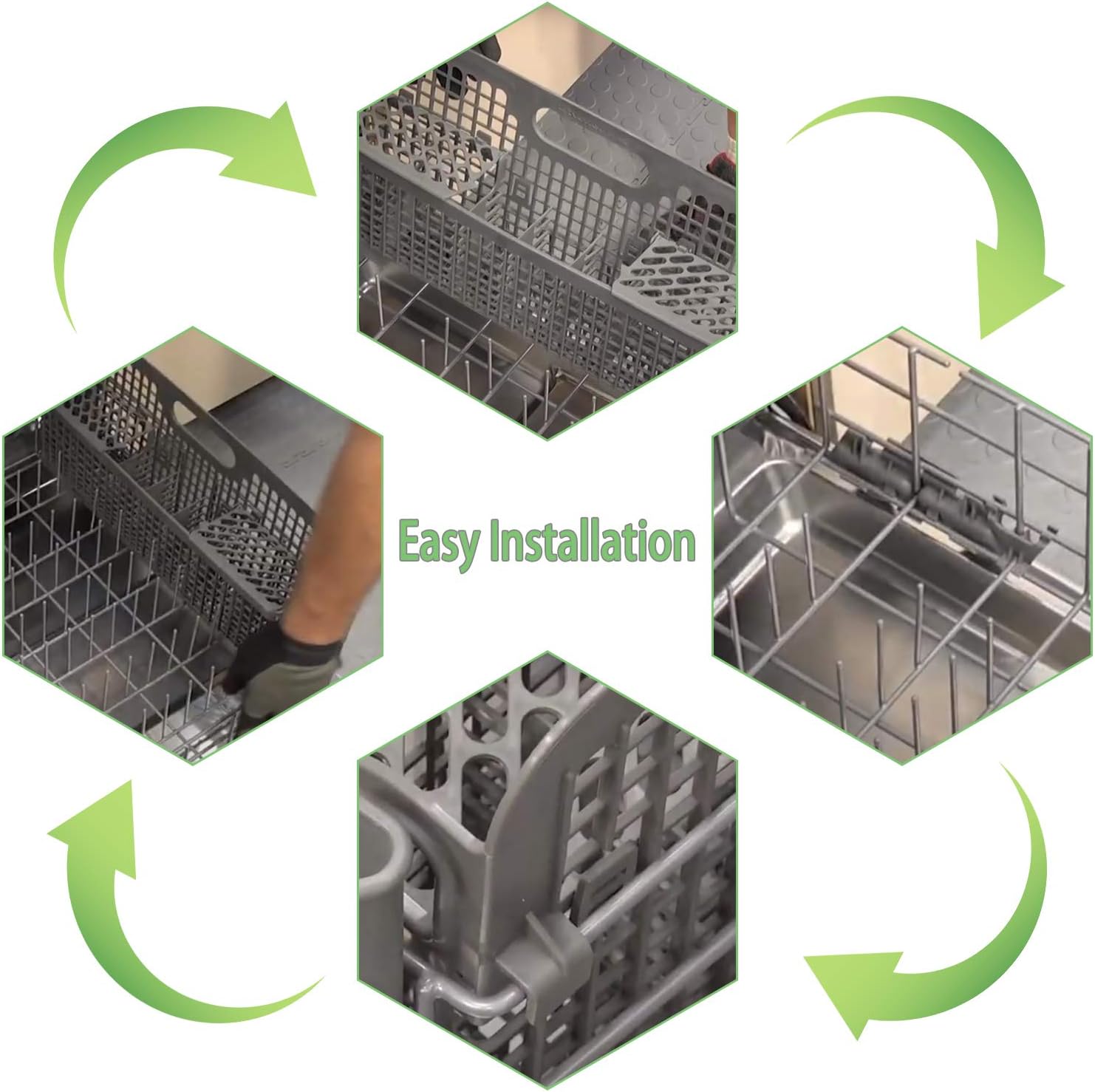 8531233 WP8562043 Reemplazo de la cesta de cubiertos para lavavajillas con mango reemplaza Whirlpool 8531288 W10190415 AP6012898 PS11746119 por