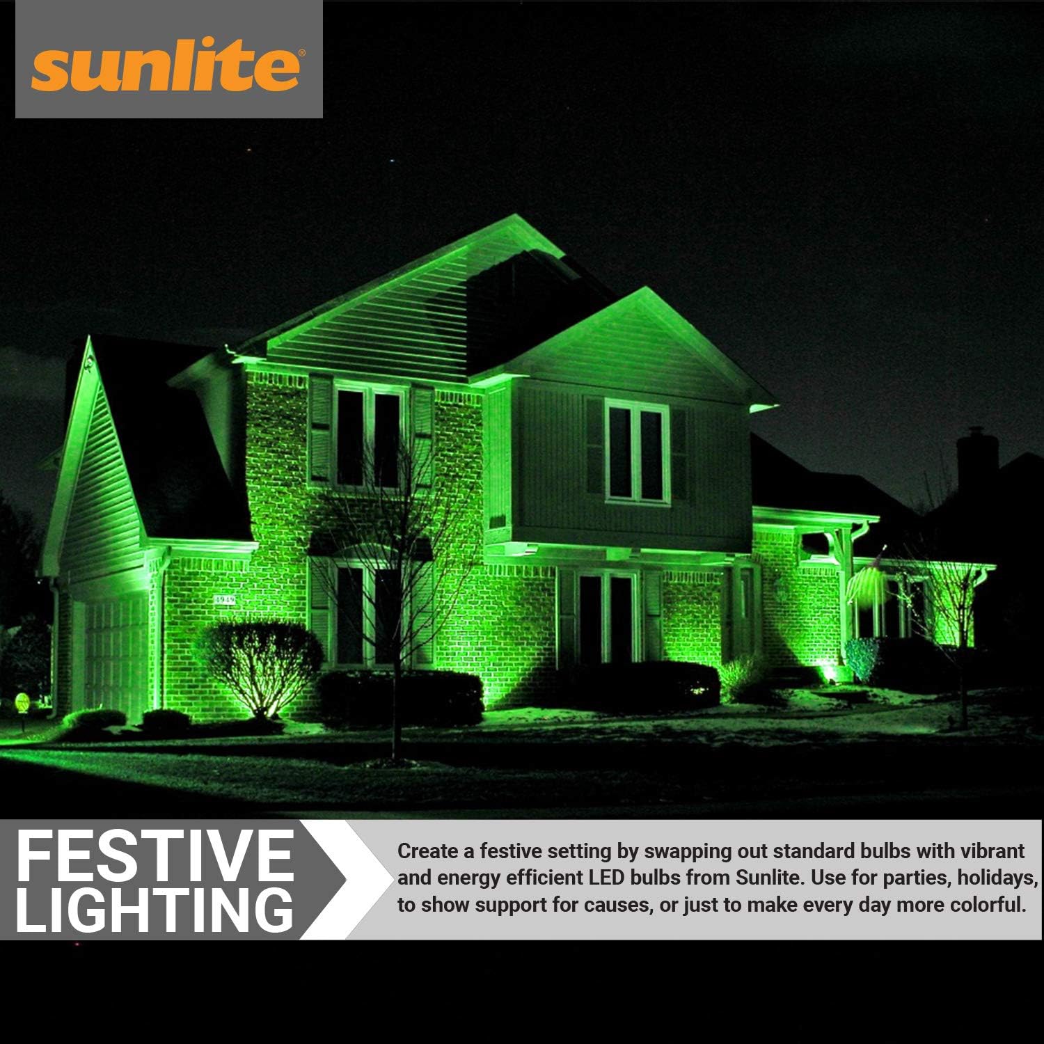 Sunlite Bombilla LED PAR20 80002-SU de color, 3 vatios, (equivalente a 25 W), base media E26, vida útil de 30,000 horas, 1 paquete verde