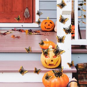 Halloween 3D 1224 calcomanías de pared de mariposa esqueleto, decoración de sala de estar, decoración de ventana de dormitorio interior (12 Halloween 3D 1224 calcomanías de pared de mariposa esqueleto, decoración de sala de estar, decoración de ventana de dormitorio interior (12