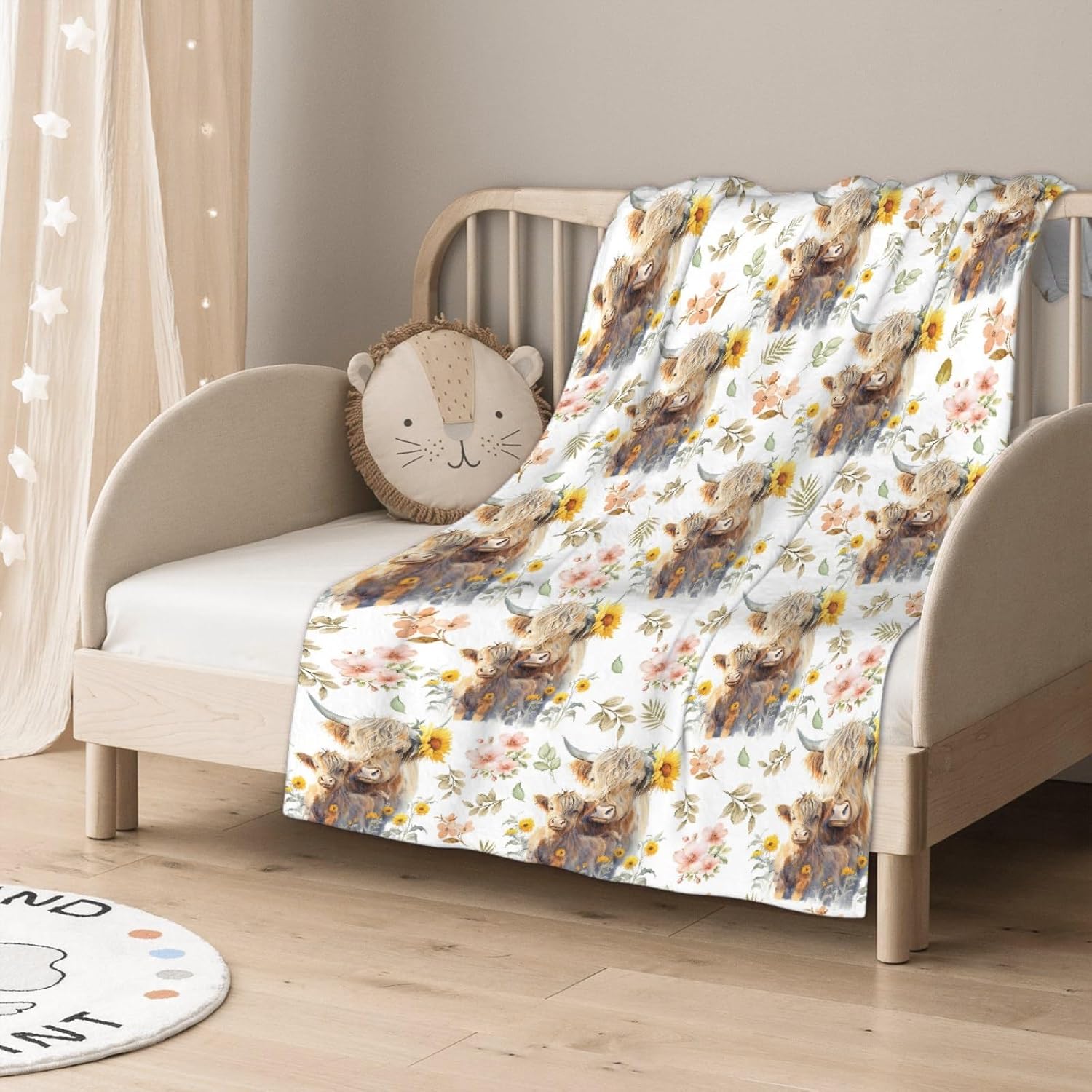 Highland Cow – Manta de franela ultra suave y acogedora, manta de forro polar ligera y mullida, manta de felpa cálida para sofá, cama, 40 x 50