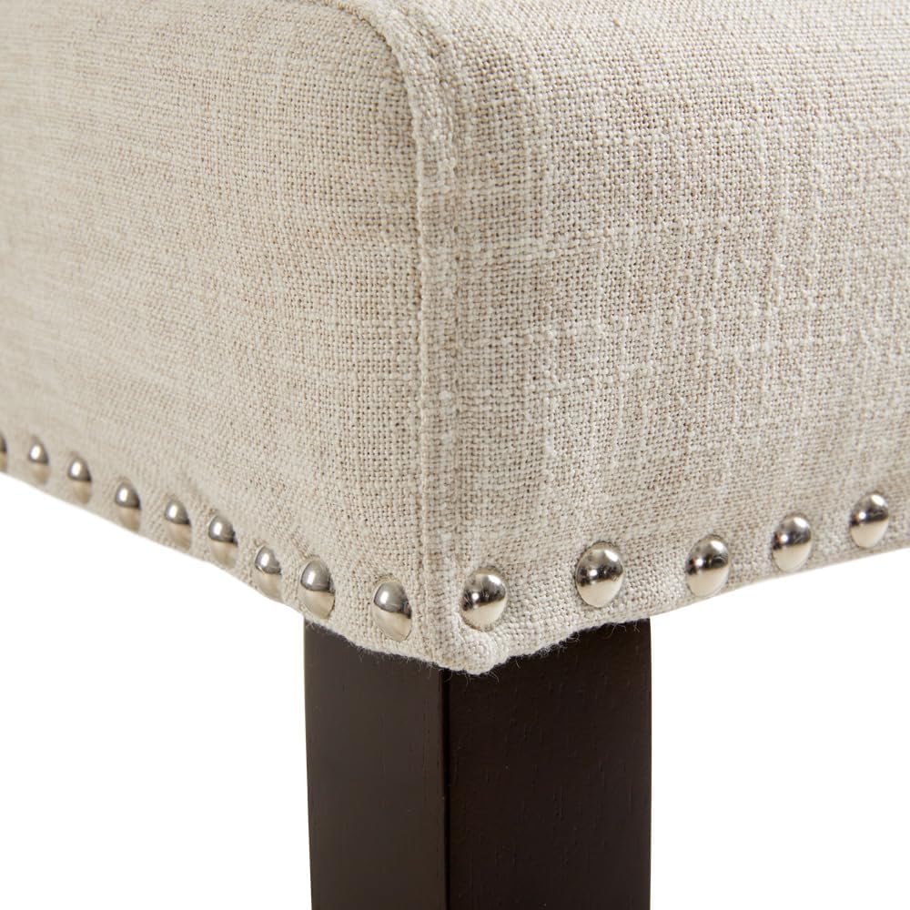 Uptown Club Scarpa Parson – Juego de 2 sillas de comedor con tapicería de lino, borde de cabeza de clavo, patas de espresso, elegancia de grado