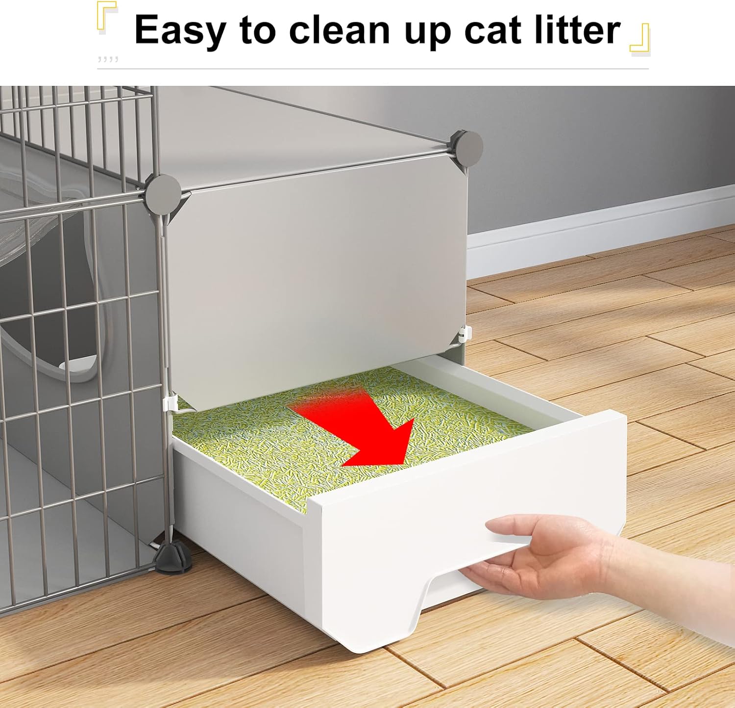 Jaula para gatos con caja de arena, recintos para gatos de 4 niveles, corralito grande, desmontable, alambre de metal, jaula para interiores, lugar