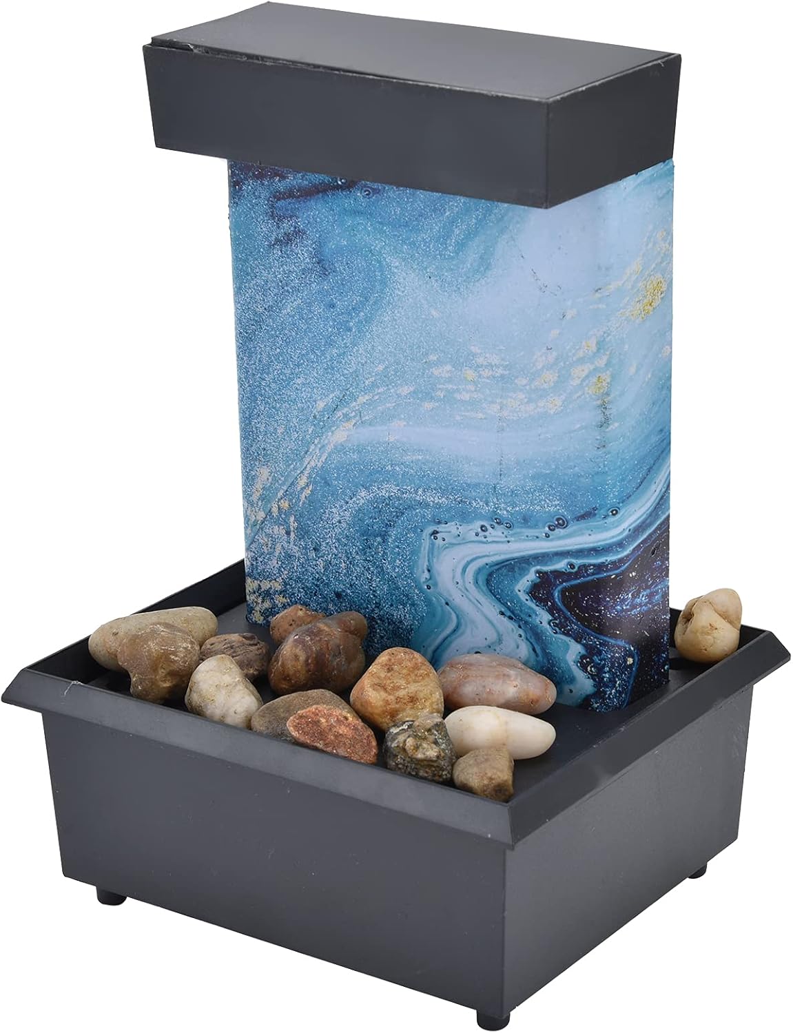 Fuente de mesa LED, fuente de agua de mármol USB de 3 V, fuente de mesa LED con piedras para decoración de mesa de oficina en casa