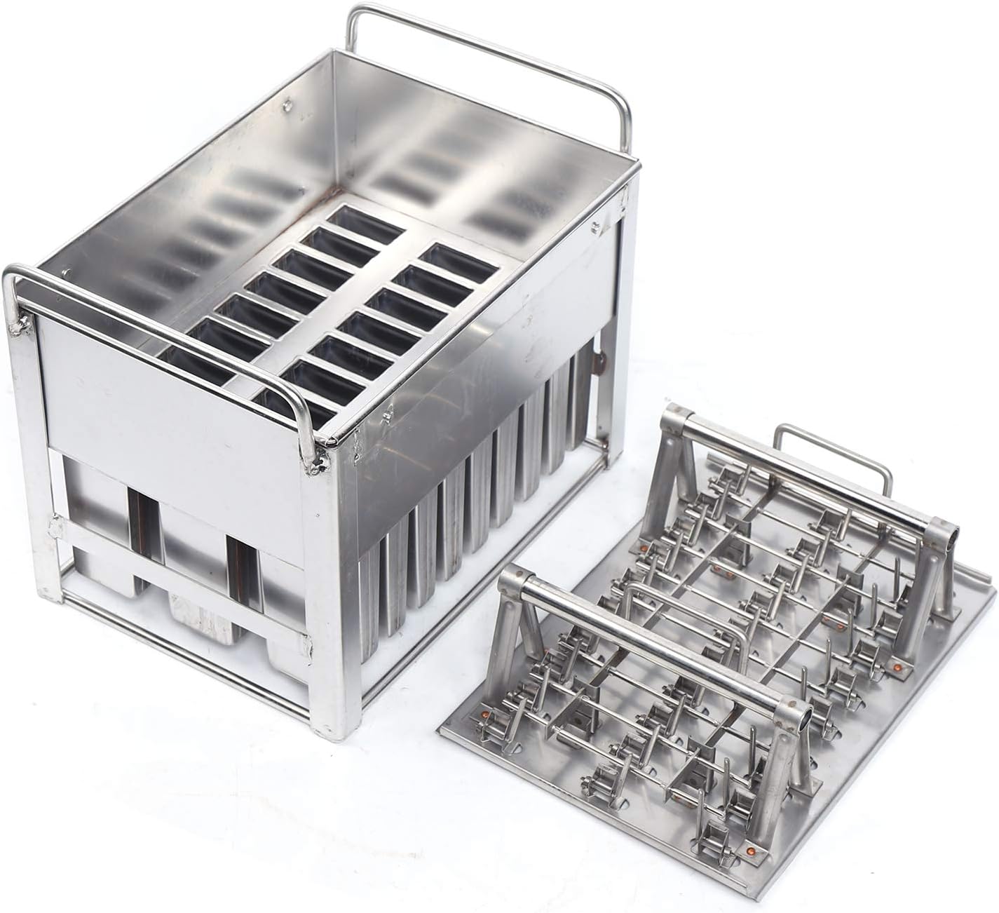 Moldes de acero inoxidable para helado, con 30 tazas de molde, kit de moldes de acero inoxidable, moldes de acero inoxidable, molde para paletas de