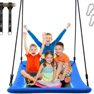 Trekassy Columpio de árbol de plataforma Skycurve gigante de 700 libras de 60 pulgadas para niños y adultos con 2 correas para colgar, color azul Trekassy Columpio de árbol de plataforma Skycurve gigante de 700 libras de 60 pulgadas para niños y adultos con 2 correas para colgar, color azul